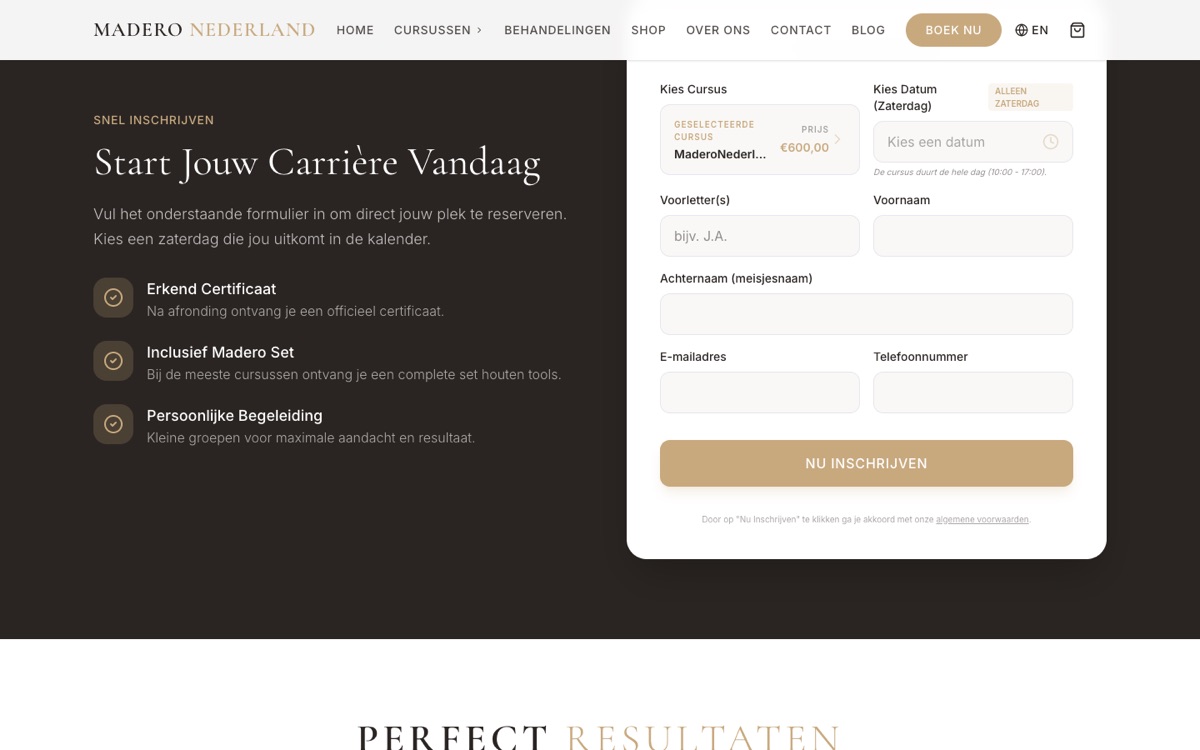 Inschrijfformulier voor een cursus